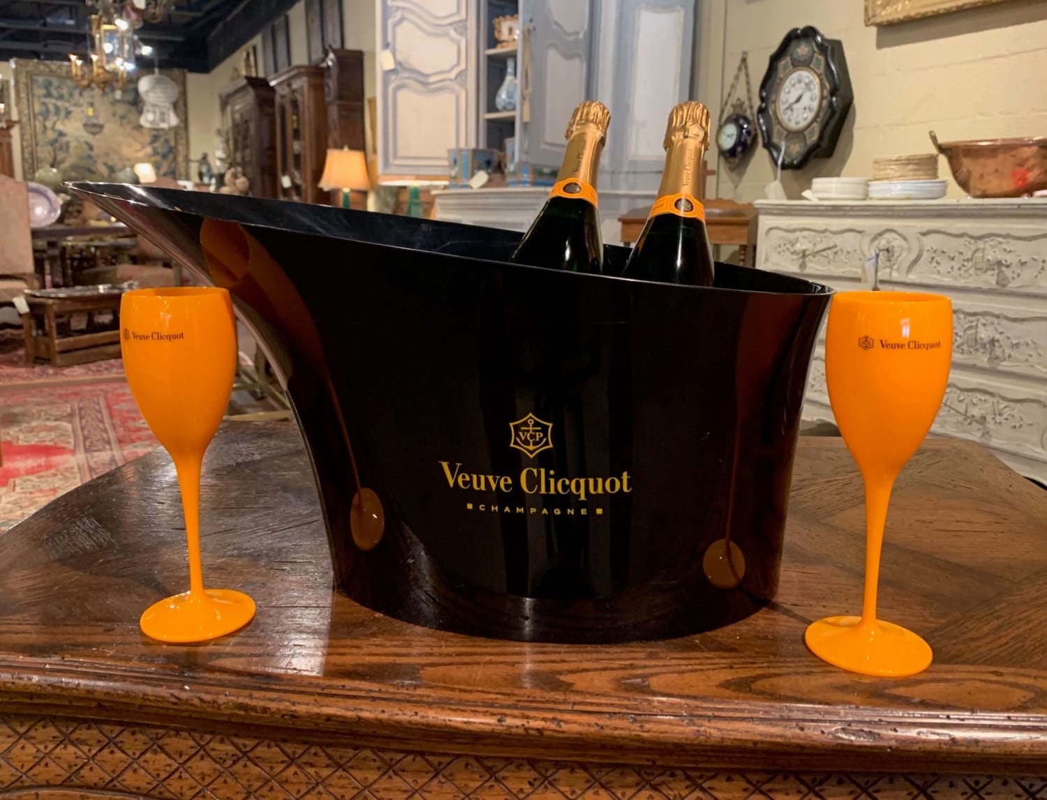 Vintage French Painted Steel Veuve Clicquot Double Magnum Champagne  Cooler - Country French Interiors