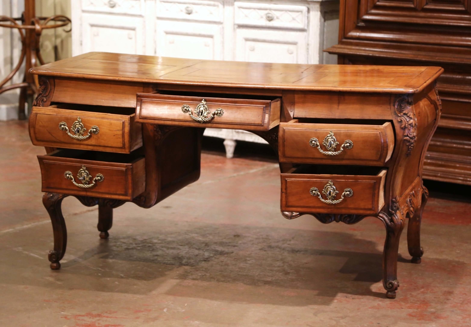 Louis XV desk three drawers - Louis XV desk - Desk Louis XV - Office