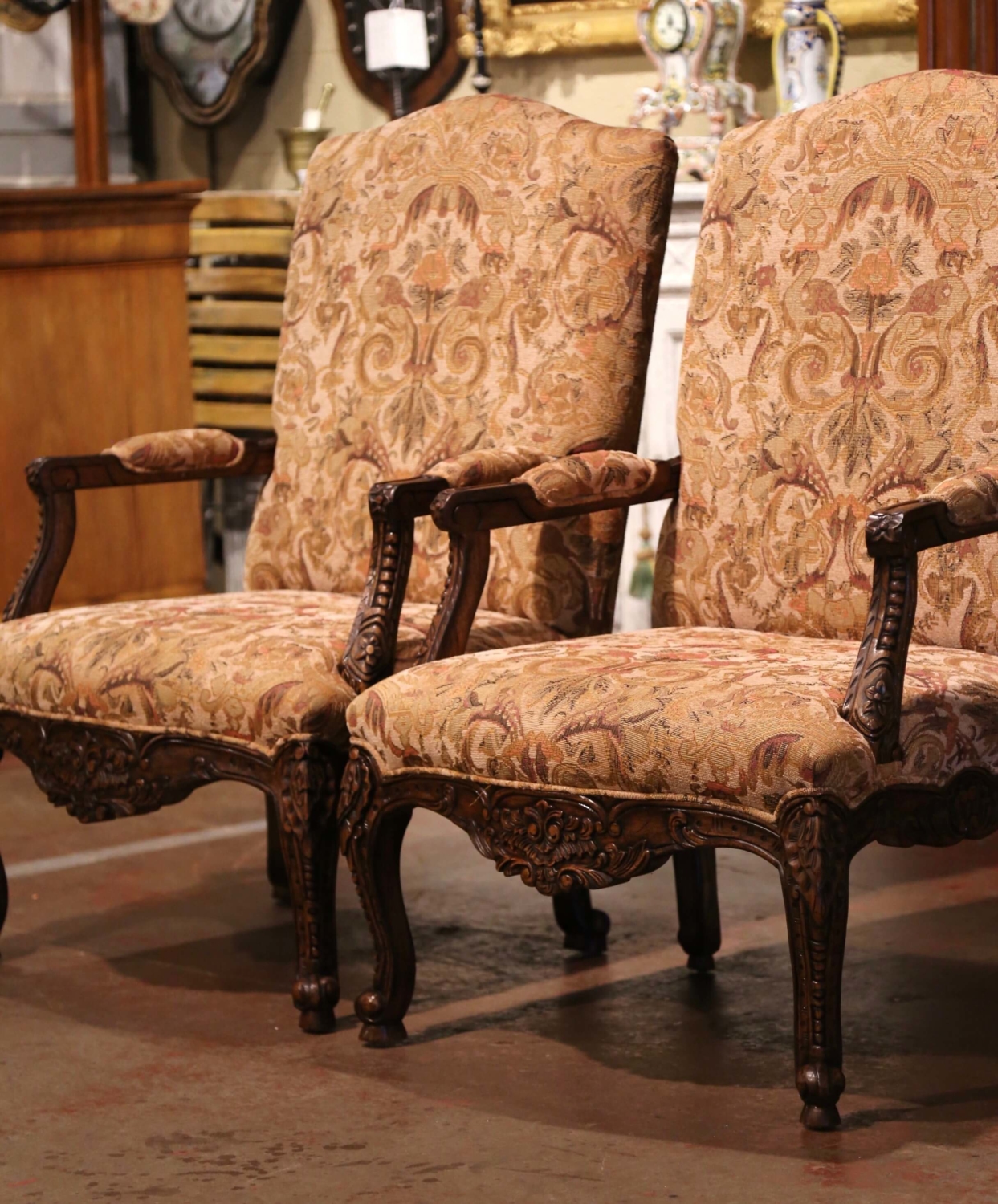 Pair of Circa 1870 Louis XV Renaissance Style Walnut Armchairs - Antiques  Resources, Chicago