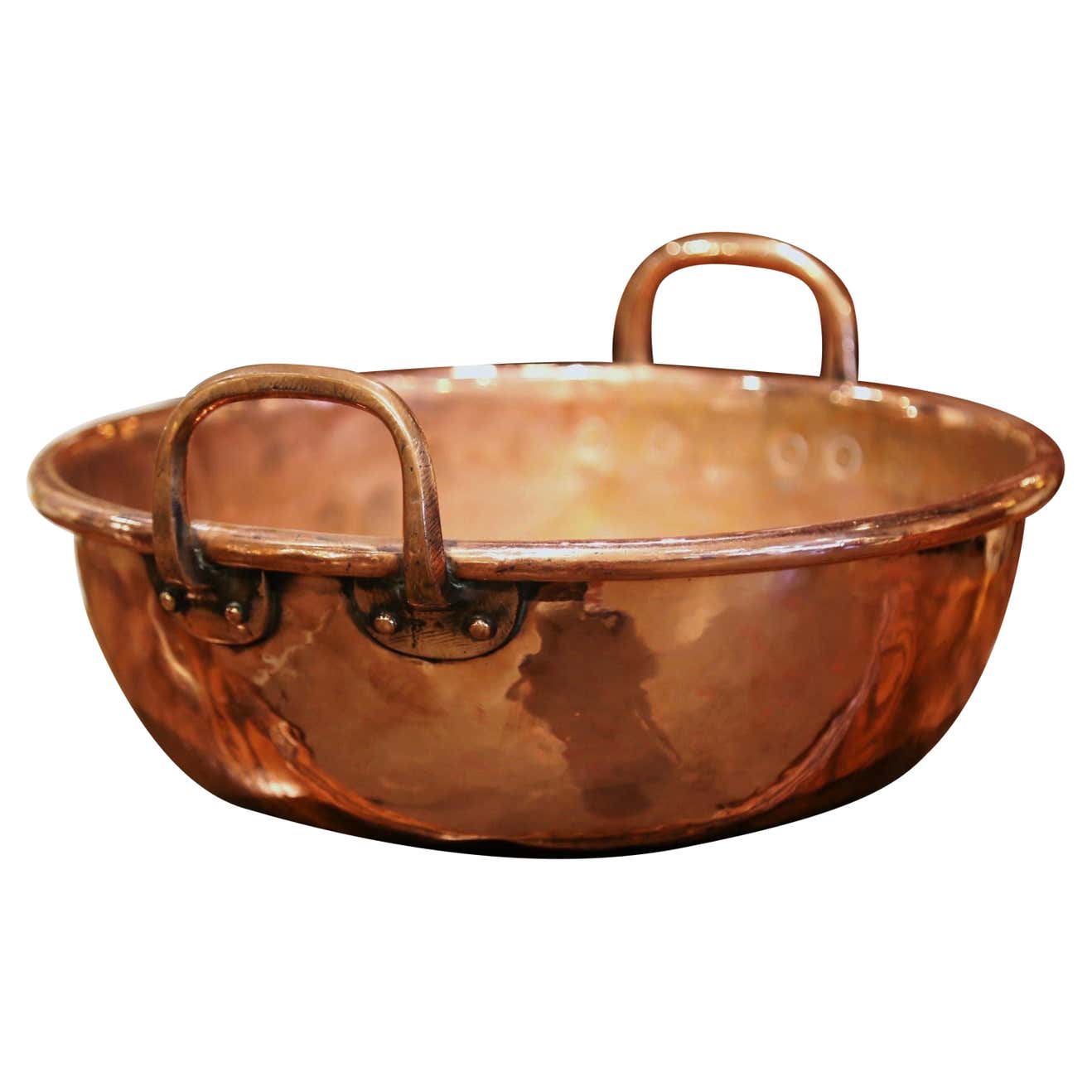 Vintage 1860s French Large Copper Mixing Bowl