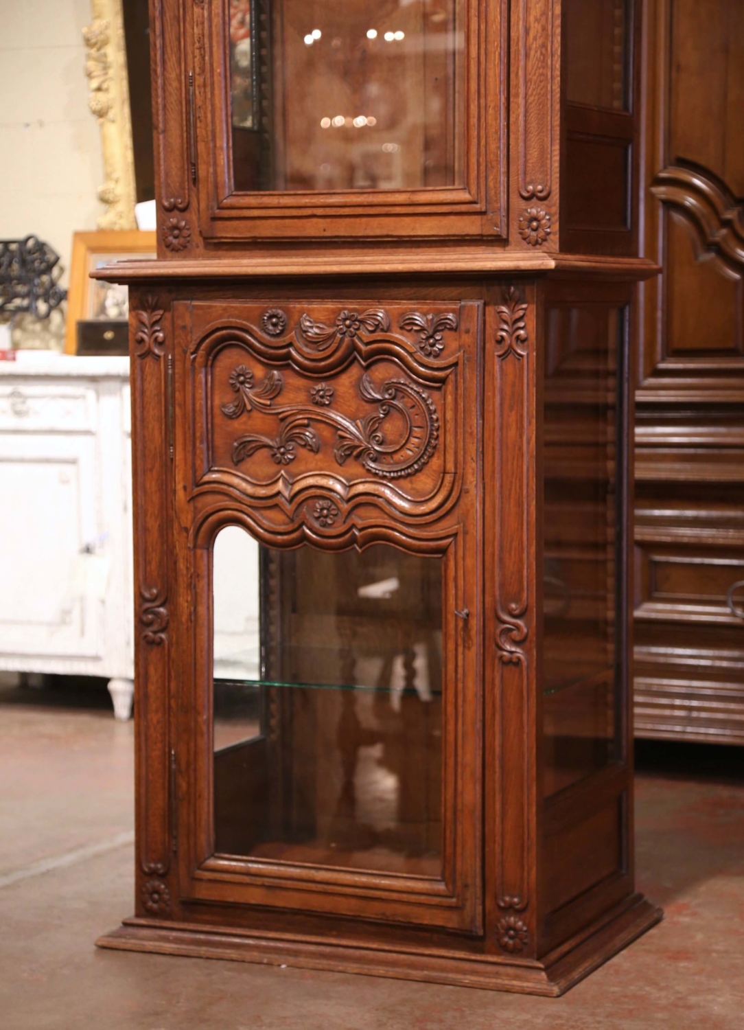 19th Century French Oak Vitrine À Deux Corps