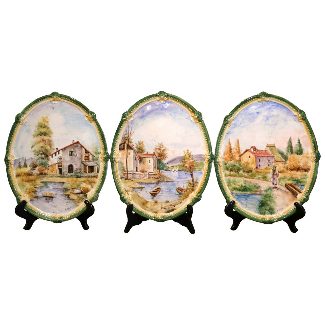 Set Of Three Italian Hand Painted