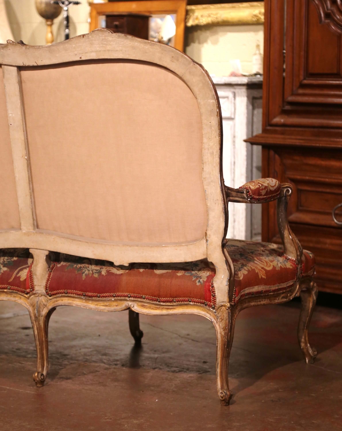 French Louis XVI Tapestry and Giltwood 3-Seat Sofa