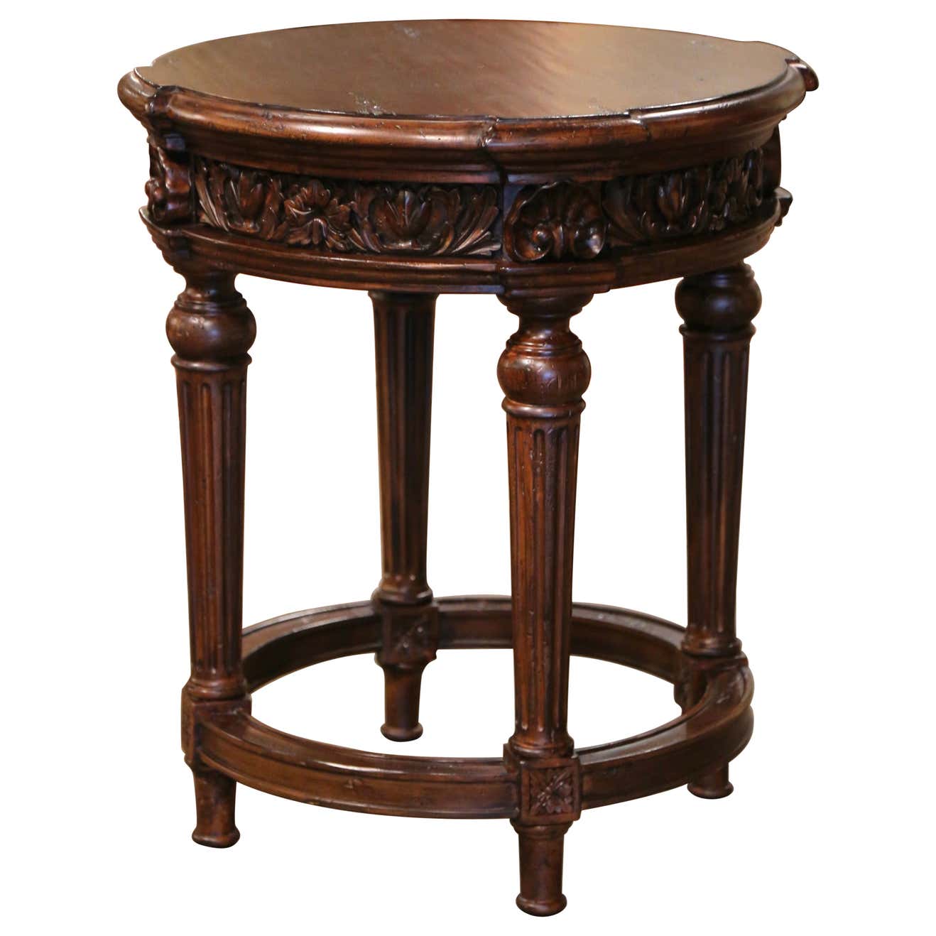 Antique French Louis XV Marble Side Table ~ Ornately Carved Wood