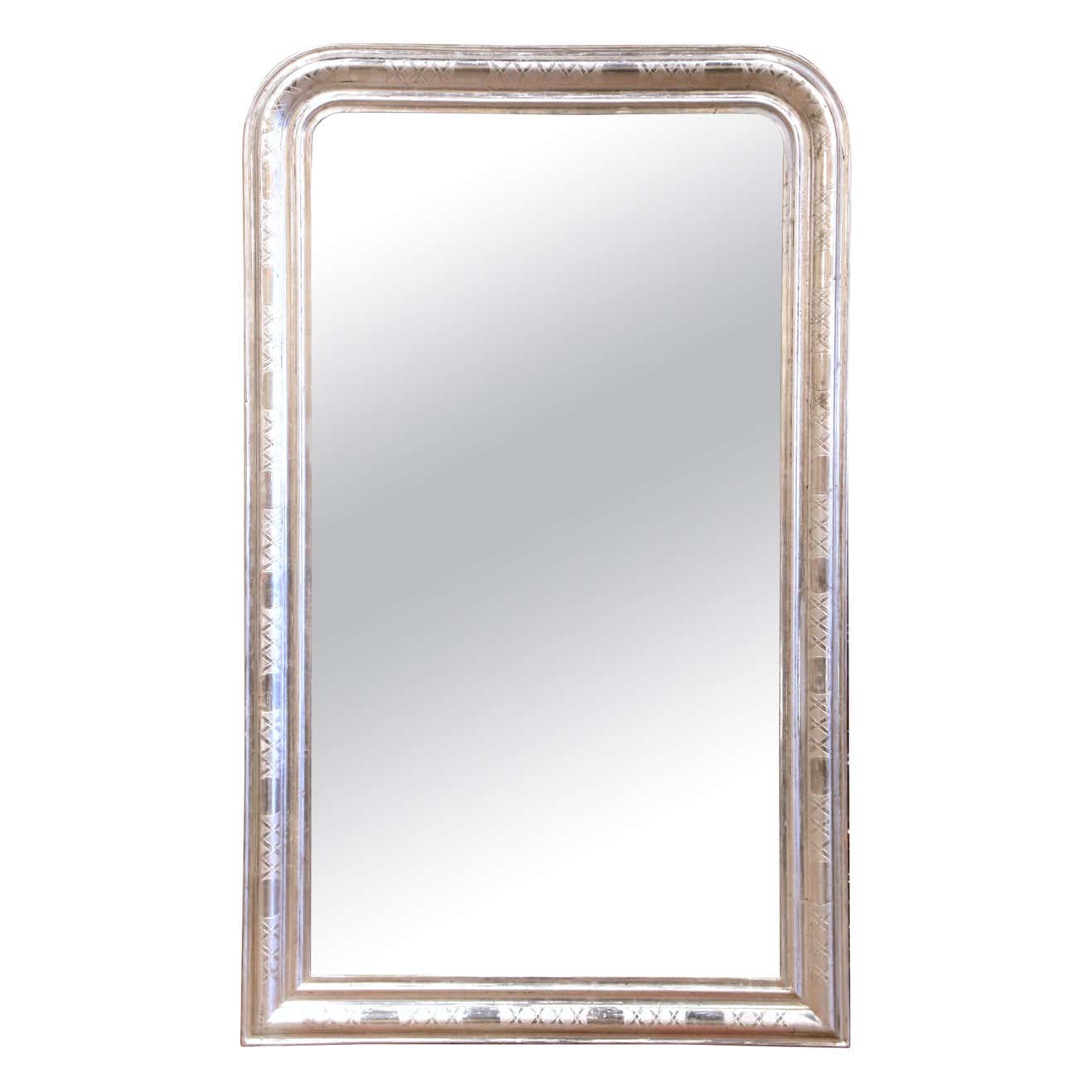 Louis Philippe Floral Engraved Silver Mirror