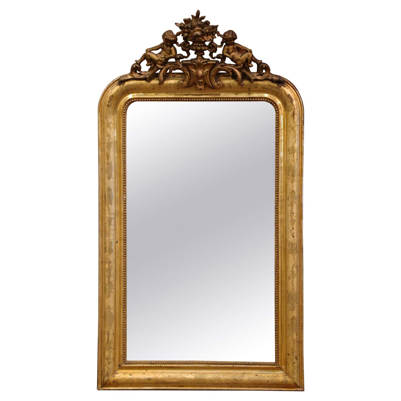 19th Century Antique French Gold Gilt Louis Philippe Mirror For