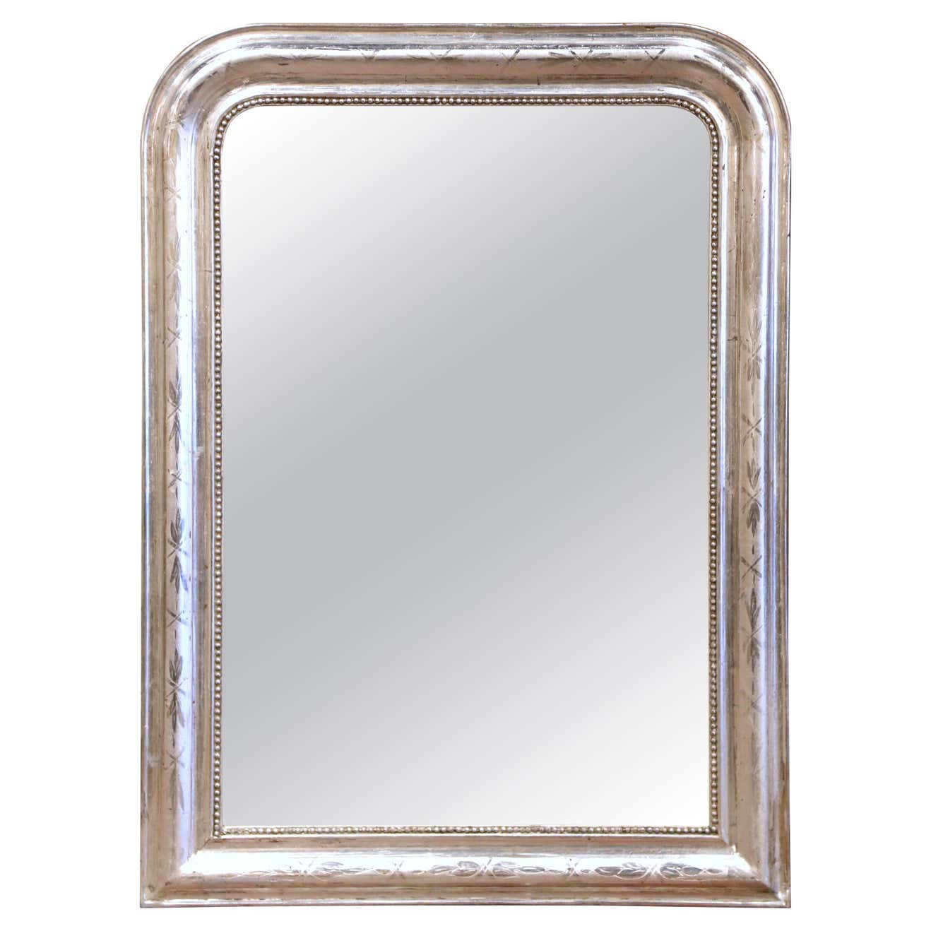 Louis Philippe Floral Engraved Silver Mirror