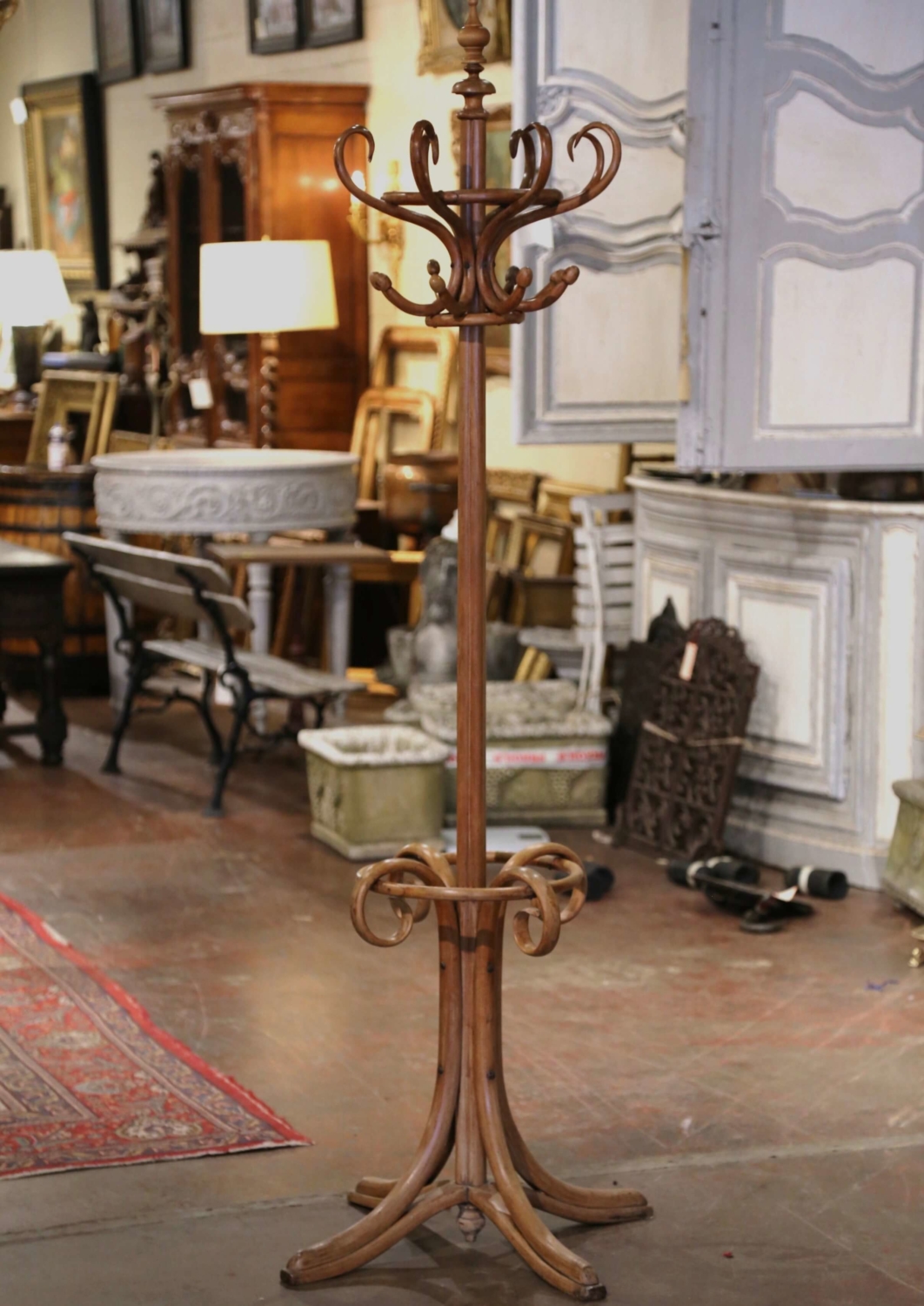 Vintage bentwood standing coat rack, 1900s