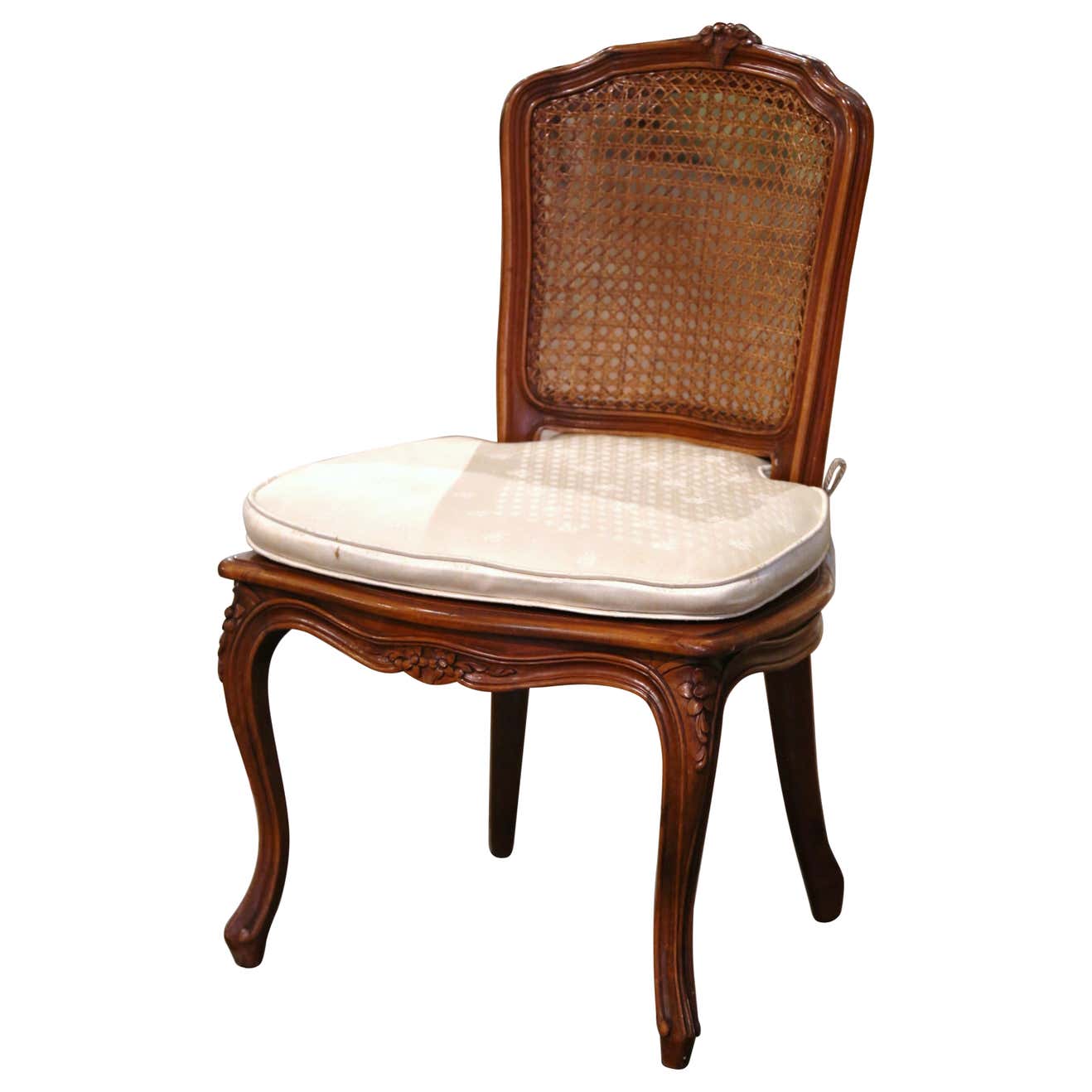 Mid-20th Century French Louis XV Carved Walnut and Cane Low Chair or Child  Chair - Country French Interiors