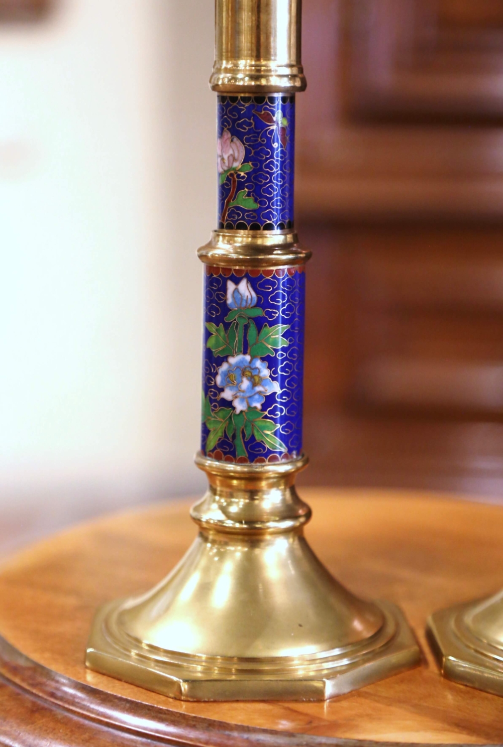 Vintage Brass Candlesticks, Pair of Candle Holders with Glass