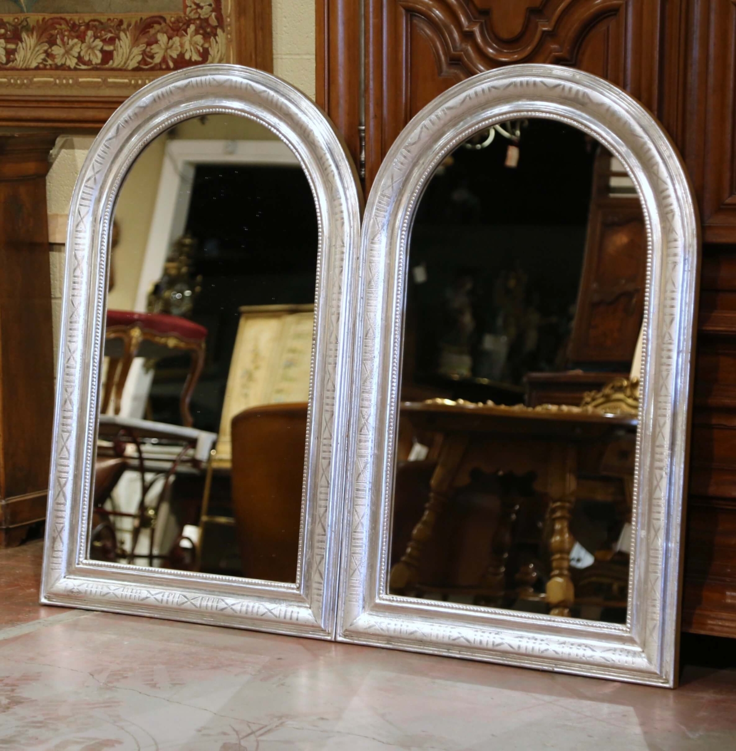 Large Silver Louis Philippe Mirror