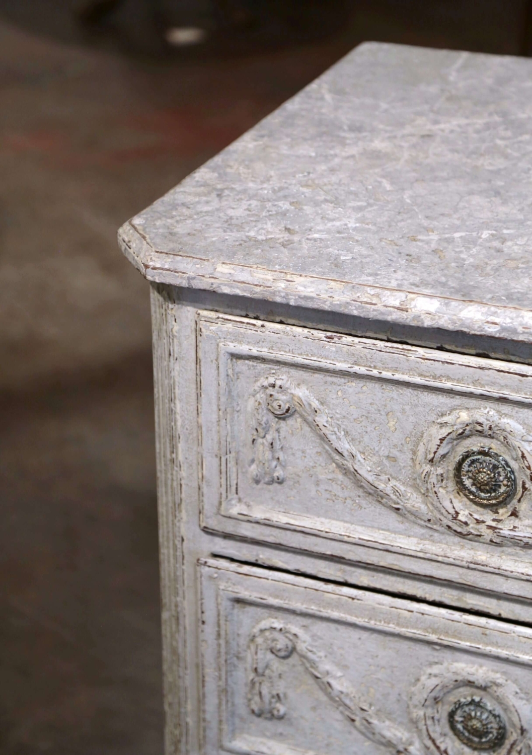 French Louis XVI Style Bleached Oak Three-Drawer Chest with Carved Panels -  English Accent Antiques