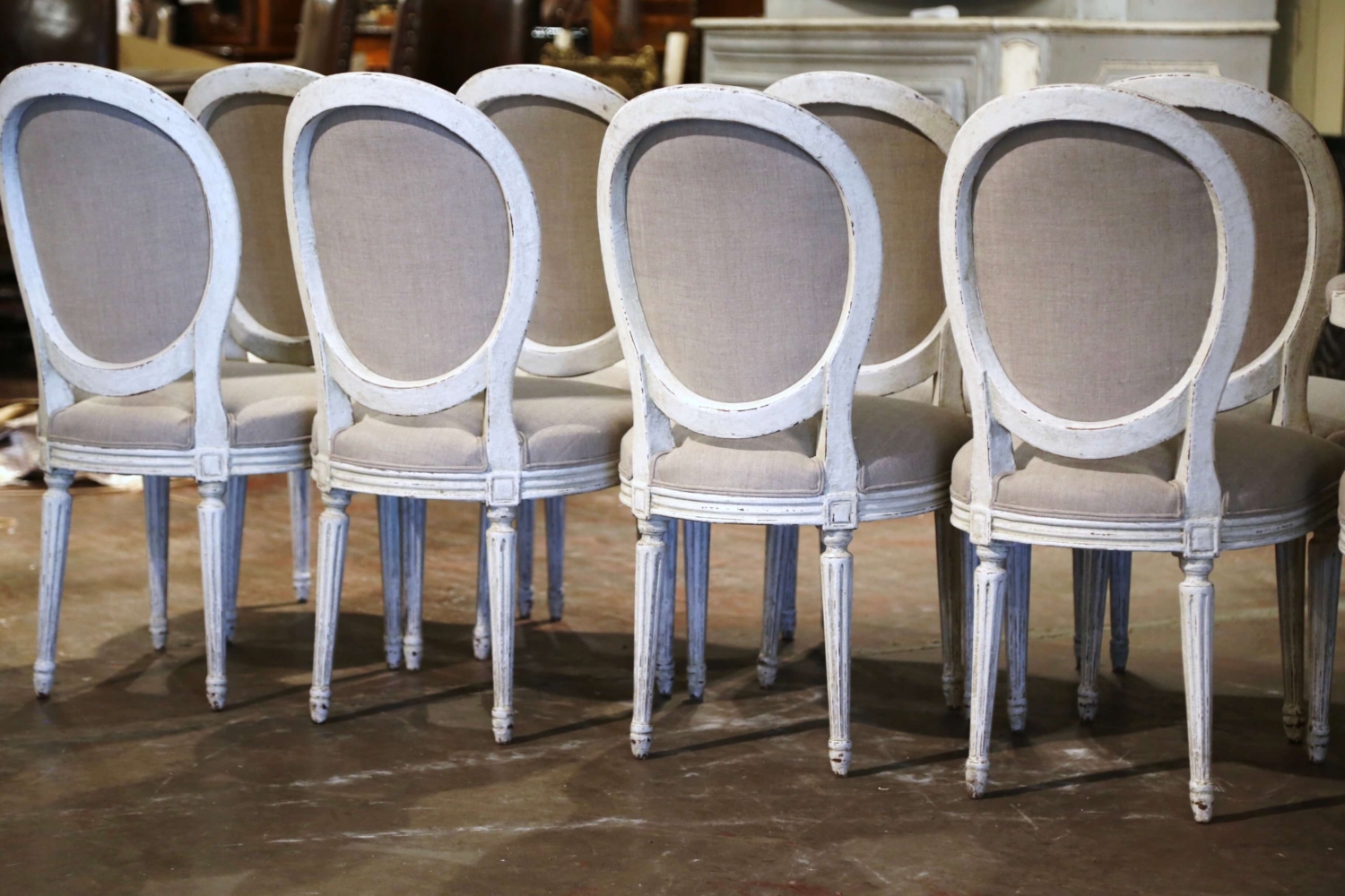 Set of Six 19th Century French Louis XVI Cane Back Dining Chairs