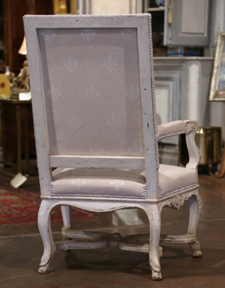 Antique French Louis XVI Painted Armchair With Needlepoint