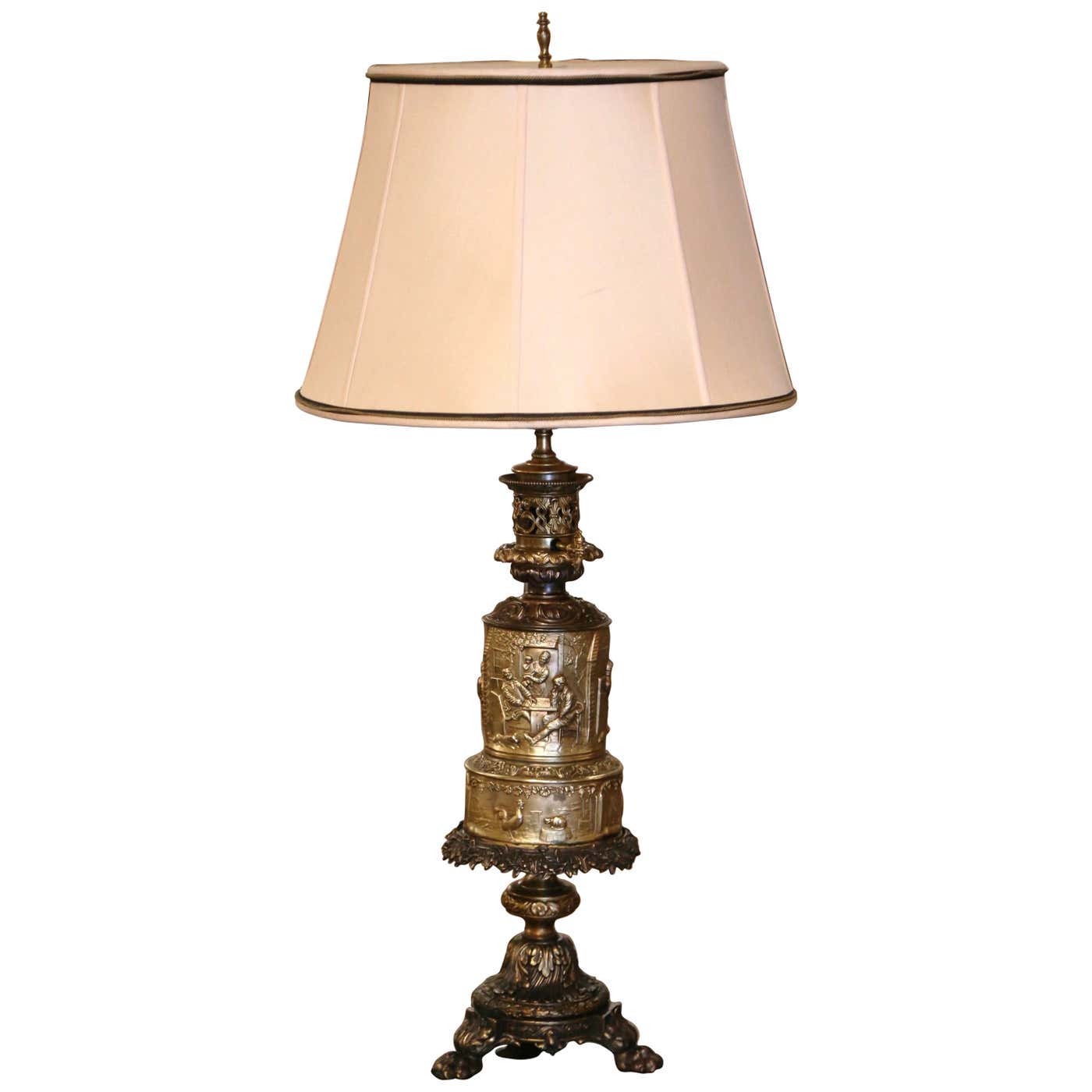 Small Brass Table Lamp with Scrolled Base - The Light House