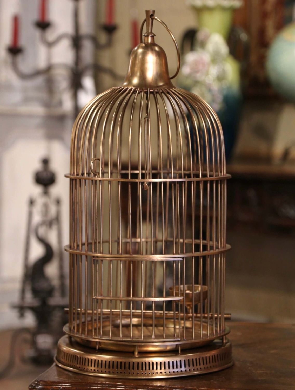 Early 20th Century French Napoleon III Brass Wire Birdcage