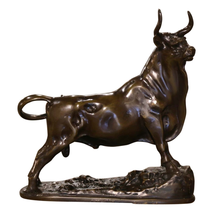 19th Century French Patinated Bronze Bull Sculpture Signed G. Gardet