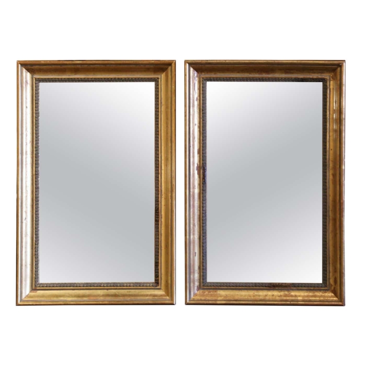 Pair of Early 20th Century French Giltwood Mirrors with Original Mercury Glass