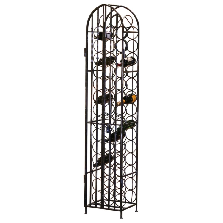 Mid-Century French Polished Iron Forty Four Bottle Wine Cellar Rack Cage