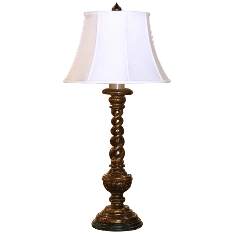 Mid-Century Italian Carved Giltwood Barley Twist Table Lamp