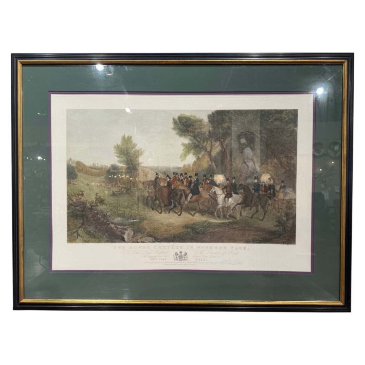 19th Century English Framed Colored Print "The Royal Cottage in Windsor Park"