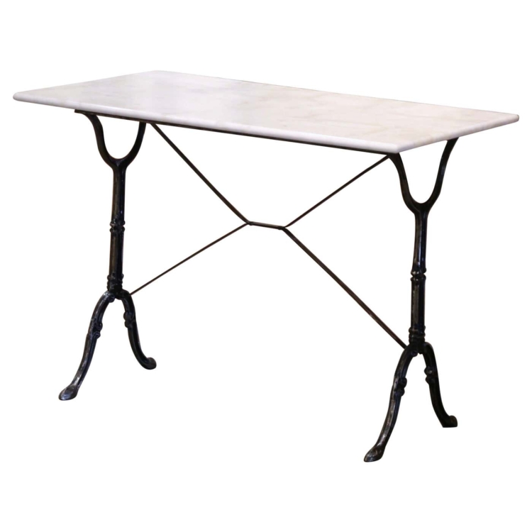 Early 20th Century French Marble Top Polished Iron Bistrot Table