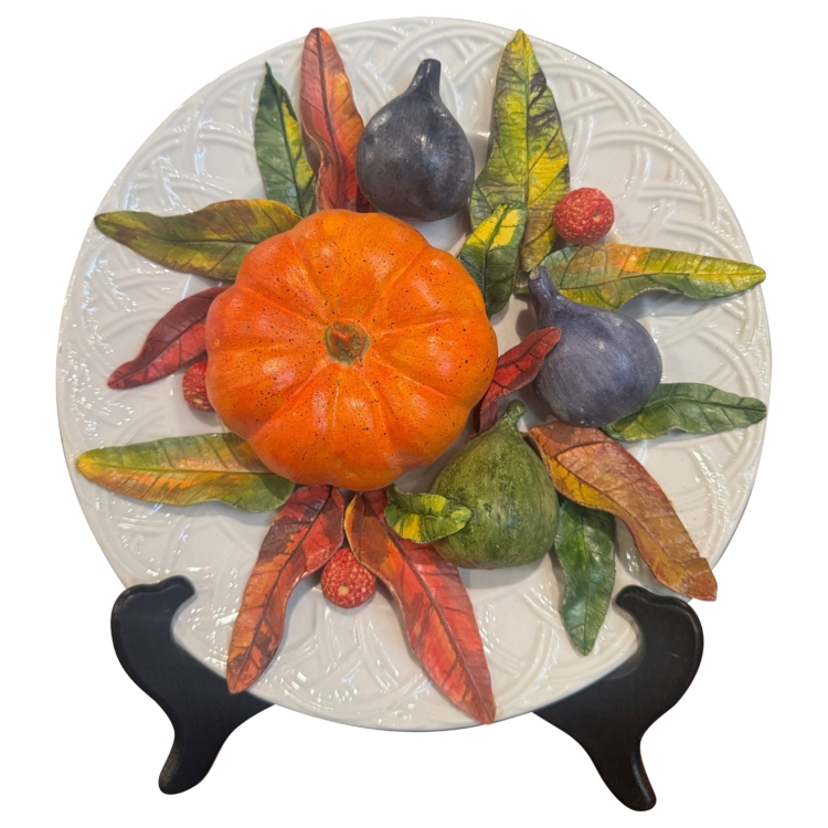 Vintage French Christine Viennet Hand Crafted "Trompe L'Oeil" Art Plate