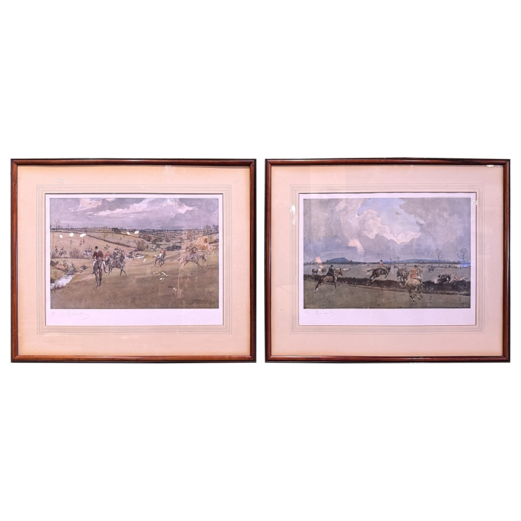 Pair Original Framed Equestrians Colored Prints Signed Lionel Edwards Dated 1926