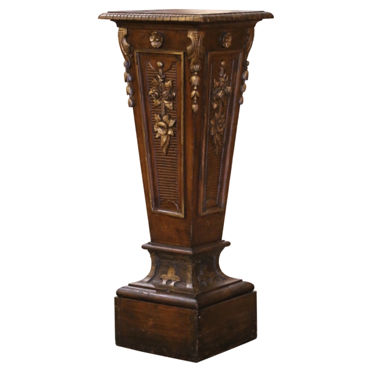 Early 20th Century French Carved Pine and Partial Gilt Pedestal Table