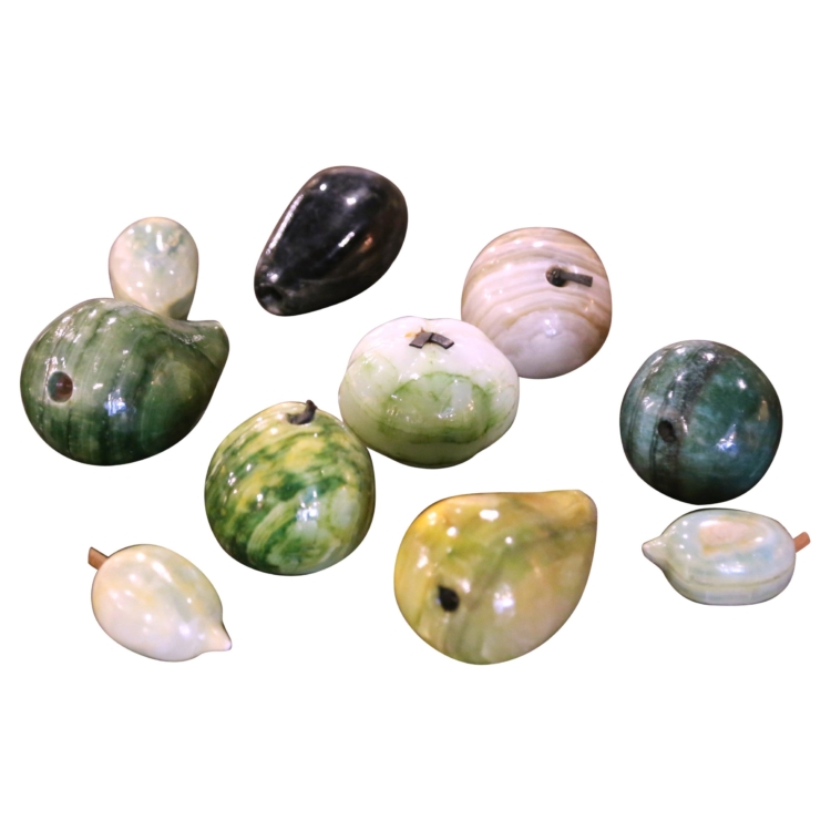 Mid-Century Italian Carved Stone Fruits, Set of Ten