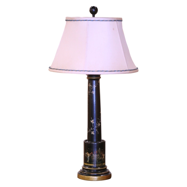 19th Century French Directoire Hand Painted Tole Table Lamp