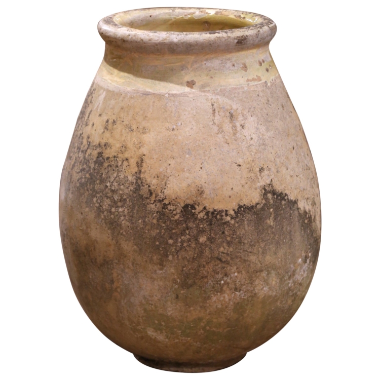 18th Century French Biot Terracotta Olive Jar with Glazed Rim and Patina