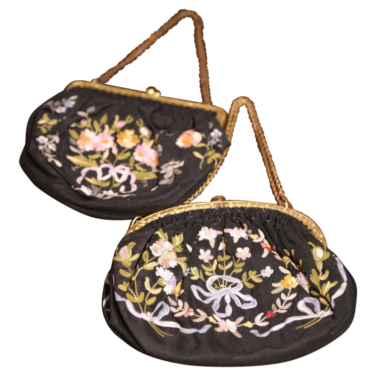 Pair of 19th Century French Belle Époque Ladies Purses with Brass Chain Handles