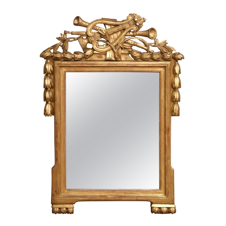 18th Century French Louis XVI Carved Giltwood Wall Mirror from Provence