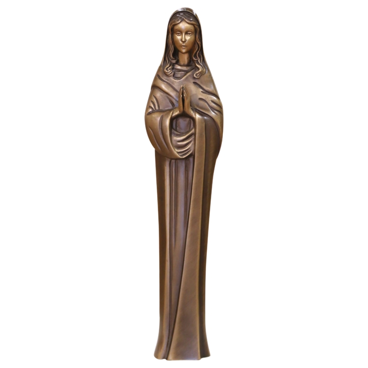 Mid-Century French Patinated Bronze Sculpture of the Virgin Mary in Prayer