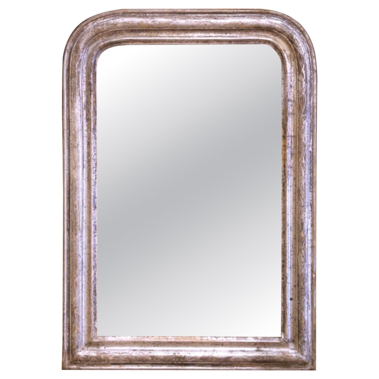 Petite 19th Century French Louis Philippe Silvered Mirror