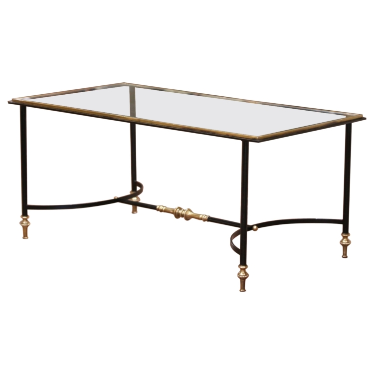 Mid-Century French Maison Bagues Blackened and Gilt Bronze Coffee Table