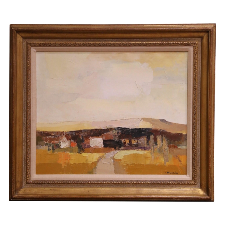 Mid-Century French Oil Landscape on Canvas "Paysage d’Alsace" Signed J. Muslin