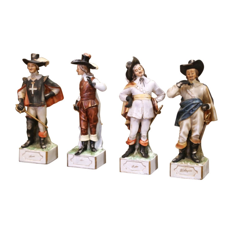 Mid-Century French Porcelain Figurines of the “Four Musketeers”