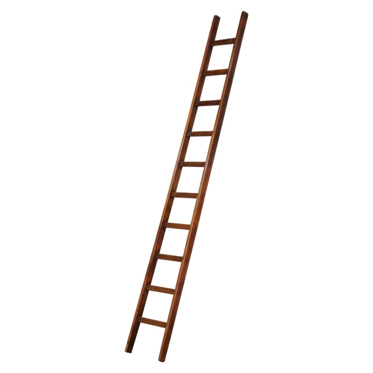 19th Century French Pine Library Ladder with 10 Steps