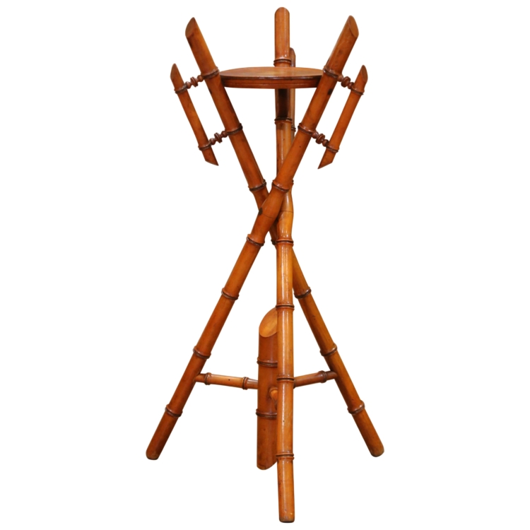 19th Century French Hand Crafted Faux Bamboo Tripod Display or Plant Stand
