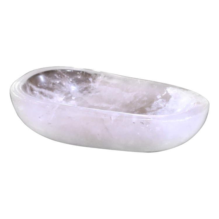 Hand Carved Rock Crystal Quartz Decorative Bowl Vide-Poche