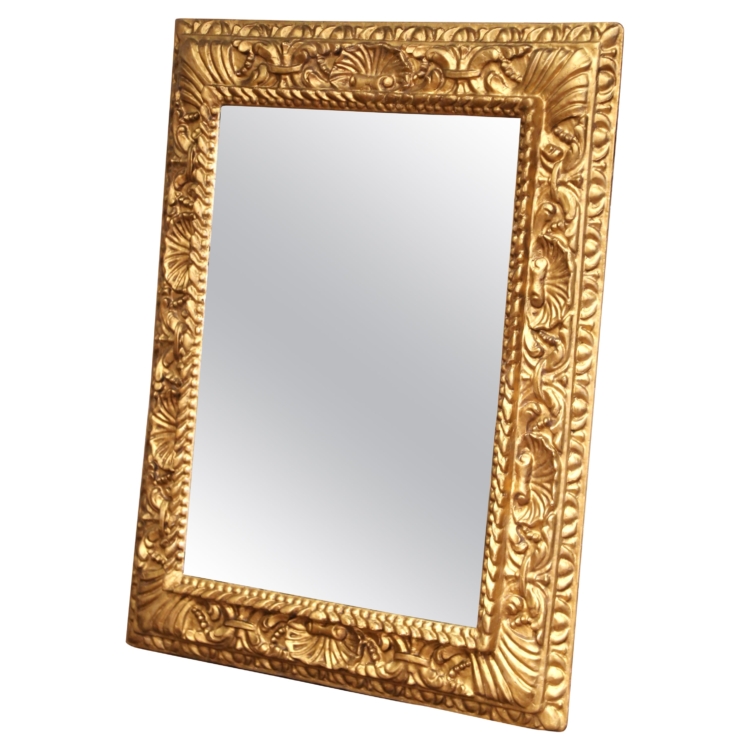 18th Century Italian Baroque Giltwood Wall Mirror with Carved Shell and Foliate