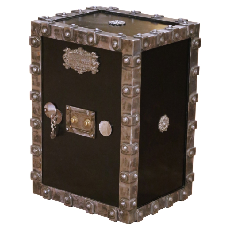 19th Century French Polished Cast Iron Safe with Key and Two-Letter Combination