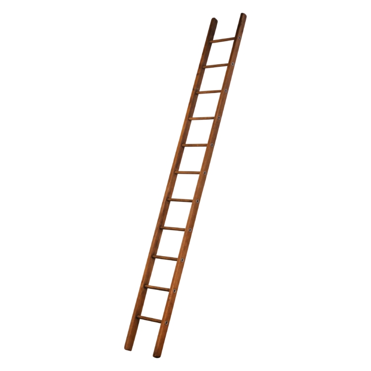 19th Century French Pine Library Ladder with 11 Steps