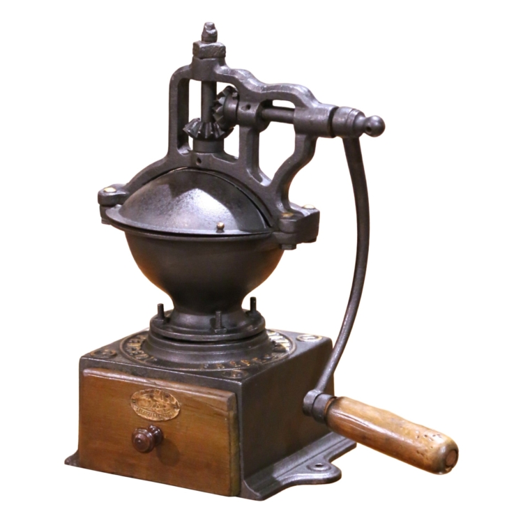Early 20th Century French Peugeot Frères Cast Iron Coffee Grinder, Model A