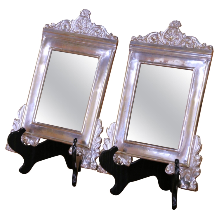 Pair of 19th Century French Silver Plated Repoussé Mirrors