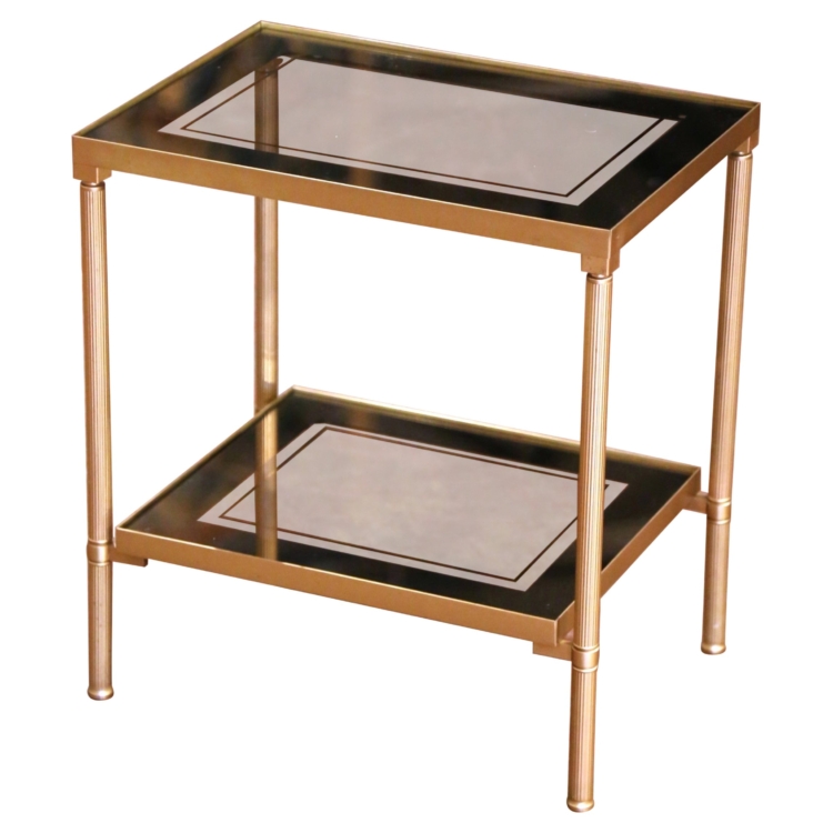 Mid-Century Brass Side Table with Smoked Glass, Attributed to Maison Jansen