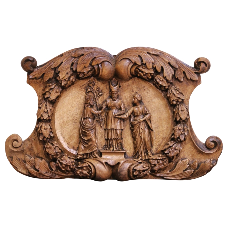 18th C. French Walnut Relief of “The Betrothal of the Virgin Mary and Joseph"