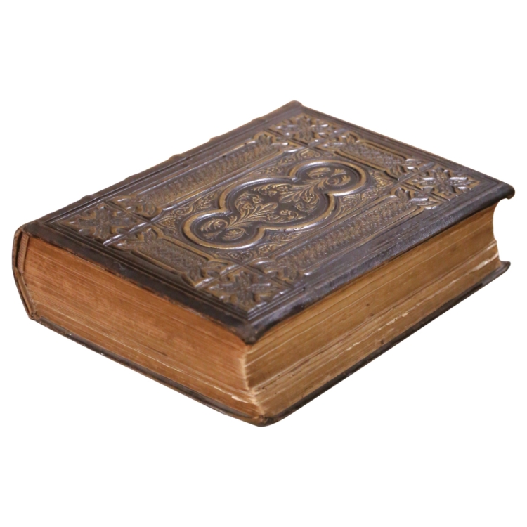 19th Century English Victorian Illustrated National Family Bible with Gilt Pages